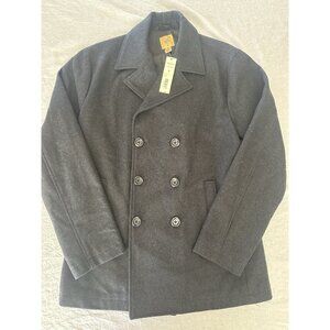 Trevero Men's Size Medium M Pea Coat Wool Blend Charcoal Gray Heavyweight Trendy